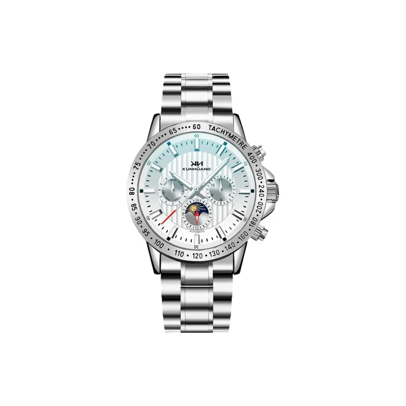 KUN HUANG Mechanical Movement Watch Men's Watches White Dial-6