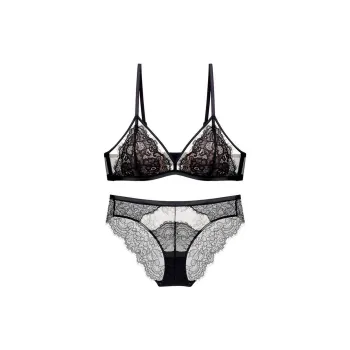 Flowers In Water Underwear Set Women's Mysterious Black
