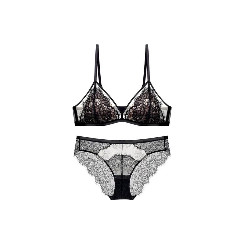 Flowers In Water Underwear Set Women's Mysterious Black-0