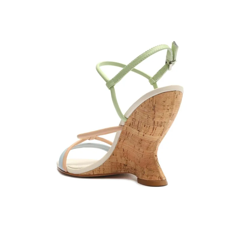 Schutz Daryl Strap Sandals 11cm Women's Beige Green-3