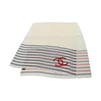 CHANEL Modal Cashmere Silk Scarves Women's Ecru