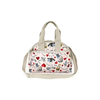 LeSportsac Polyester Shoulder Bag Crossbody Bag Handbag Unisex Light Pink With Beige Accents