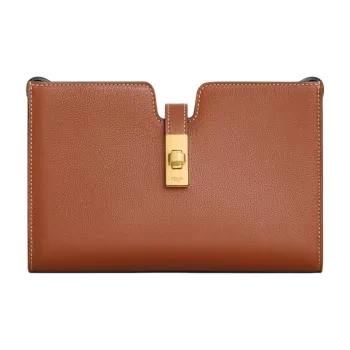 CELINE Soft Calfskin One Shoulder Crossbody Clutch Regular Women's Brown