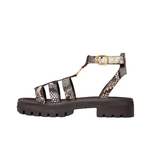 CELINE Clea Triomphe Roman Sandals 4cm Women's Dark Brown