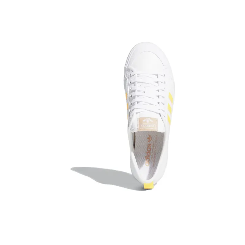 Adidas Originals NIZZA Anti Slip Wear Resistant Low Top Skateboard Shoes Men's White Yellow-4