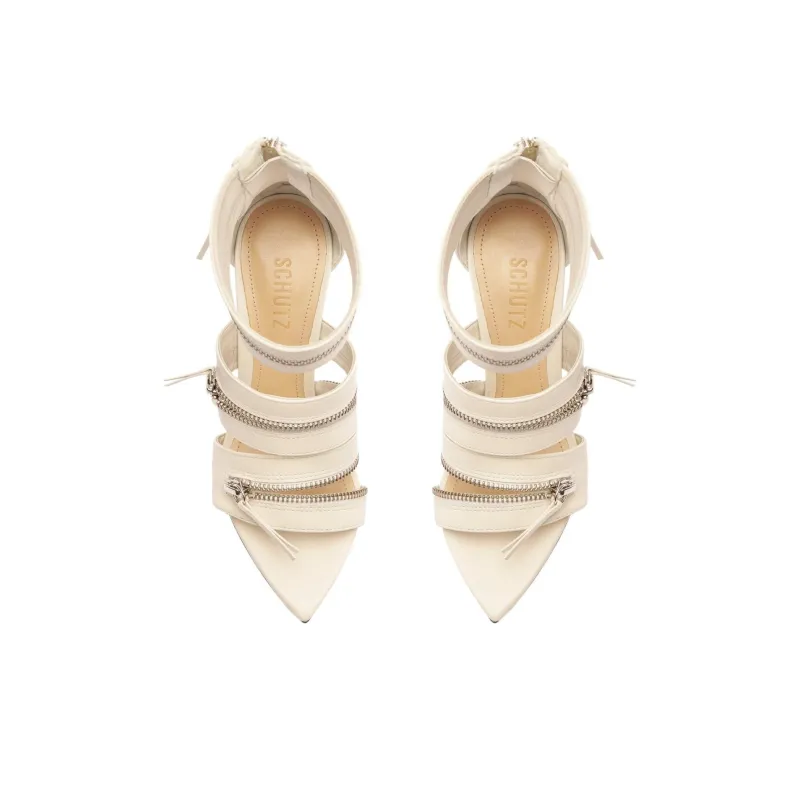 Schutz Alanis Strap Sandals 11cm Women's White-4