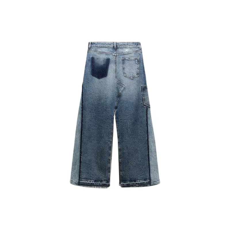 ZARA Denim Long Skirts Women's Medium Blue-1