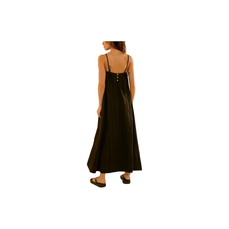 FREE PEOPLE All For Sun Maxi Slip Dresses Women's BLACK/Black-1