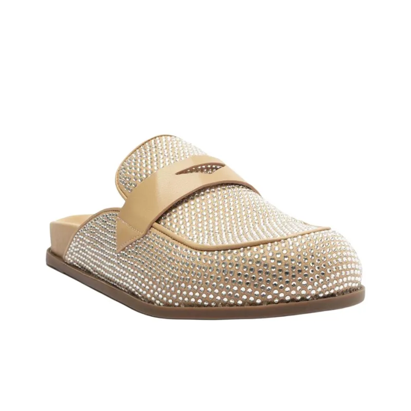 Schutz Closed Toe Slippers 3cm Women's Gold-2