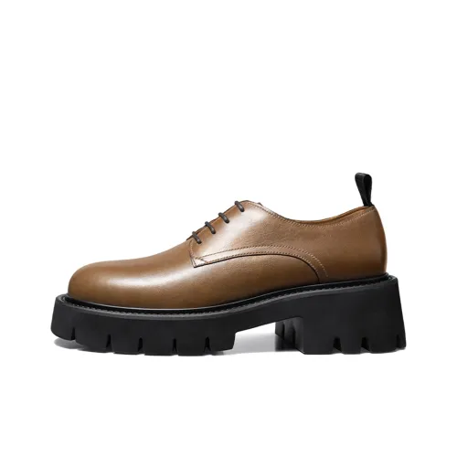 THOM WILLS Commute Versatile Calfskin Derby Shoes Women's Casual Shoes Women's Gold Brown