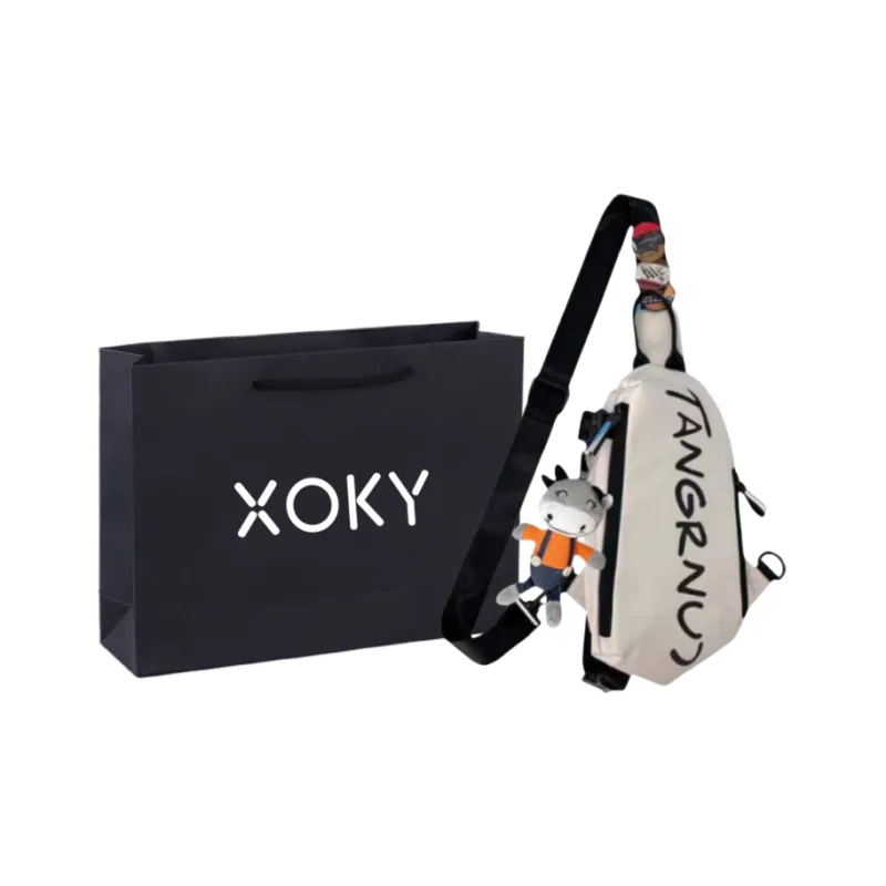 XOKY Nylon Crossbody Bag, Sling Bag Regular Unisex Black/White-6