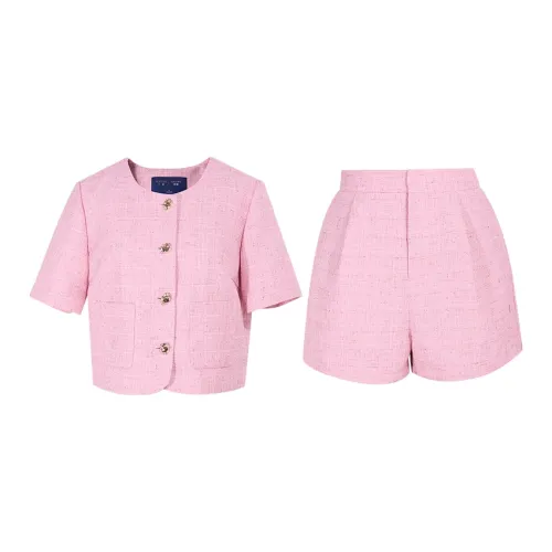 3COLOUR Casual Suits Women's Set Cherry Blossom Pink Tops+Shorts