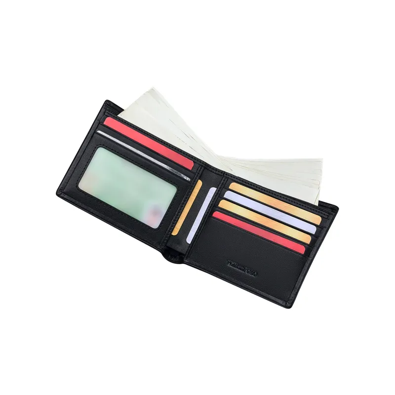 WilliamPOLO Cow Leather Multiple Card Slots Long And Short Wallet Men's Black-2