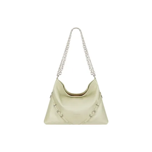 Givenchy Voyou Carved Lightly Scuffed Calfskin Handbag Shoulder Bag Medium Size Women's Almond Green