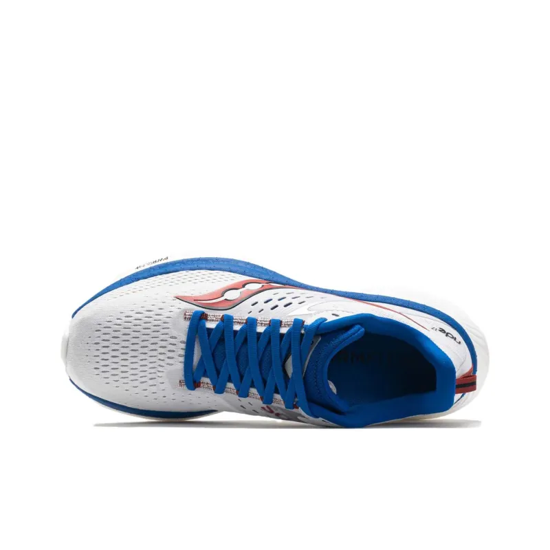Saucony RIDE 17 Anti Slip Wear Resistant Low Top Running Shoes Men's White Blue-3