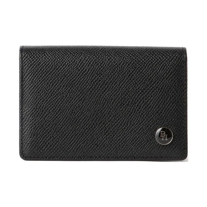 Beams Cow Leather Card Holder Men's Black-0