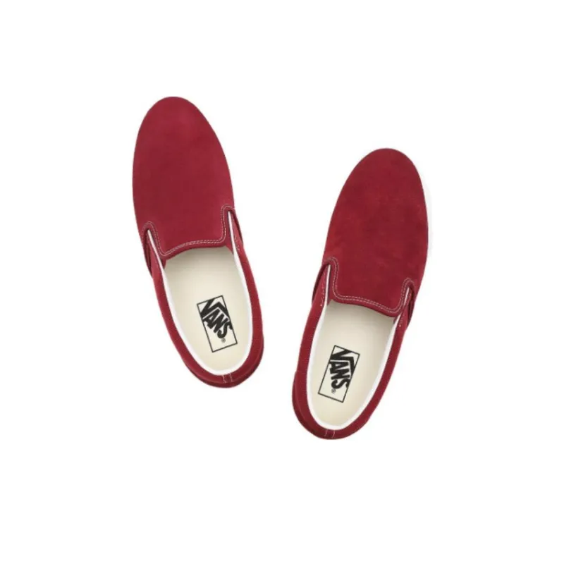 Vans Slip On Breathable Non Slip Wear Resistant Low Top Casual Skate Shoes Deep Red-3