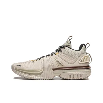 LiNing Cushioning Rebound Breathable Lightweight Mid Top Basketball Shoes Men's Khaki