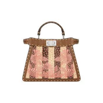 FENDI Peekaboo ISeeU Raffia Shoulder Bag, Crossbody Bag, Handbag Small Size Women's Multicolor