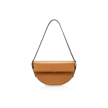 Unitude Split Cow Leather Underarm Handbag, Shoulder Bag Medium Size Women's Brown/Gray