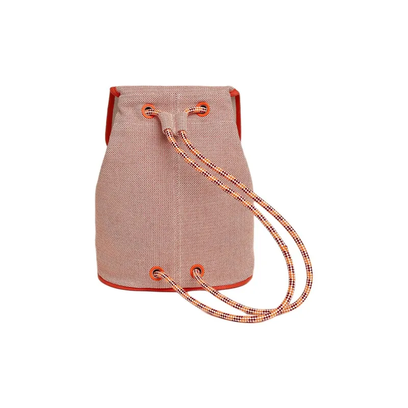 HERMES Canvas Backpack Women's Orange & Raspberry Red-4
