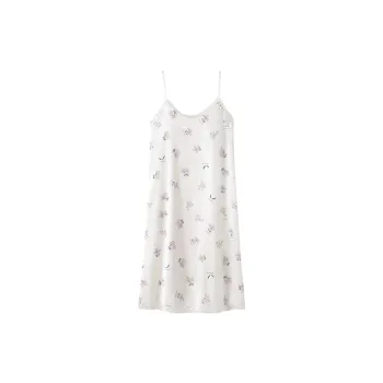 CAIHENGTONG Nightgown Women's Purple Flower Yellow Center