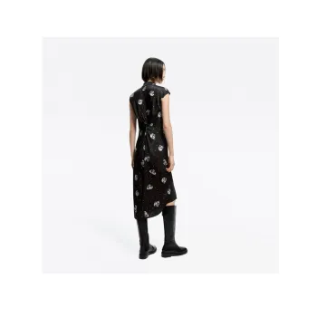 MOCO Short Sleeved Dress Women's Black With White Multicolor