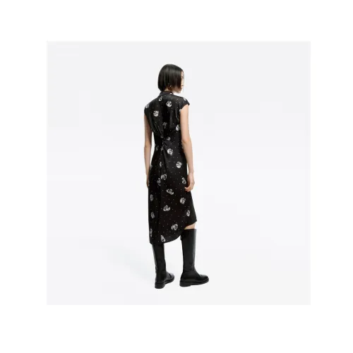 MOCO Short Sleeved Dress Women's Black With White Multicolor