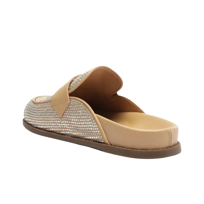 Schutz Closed Toe Slippers 3cm Women's Gold-3