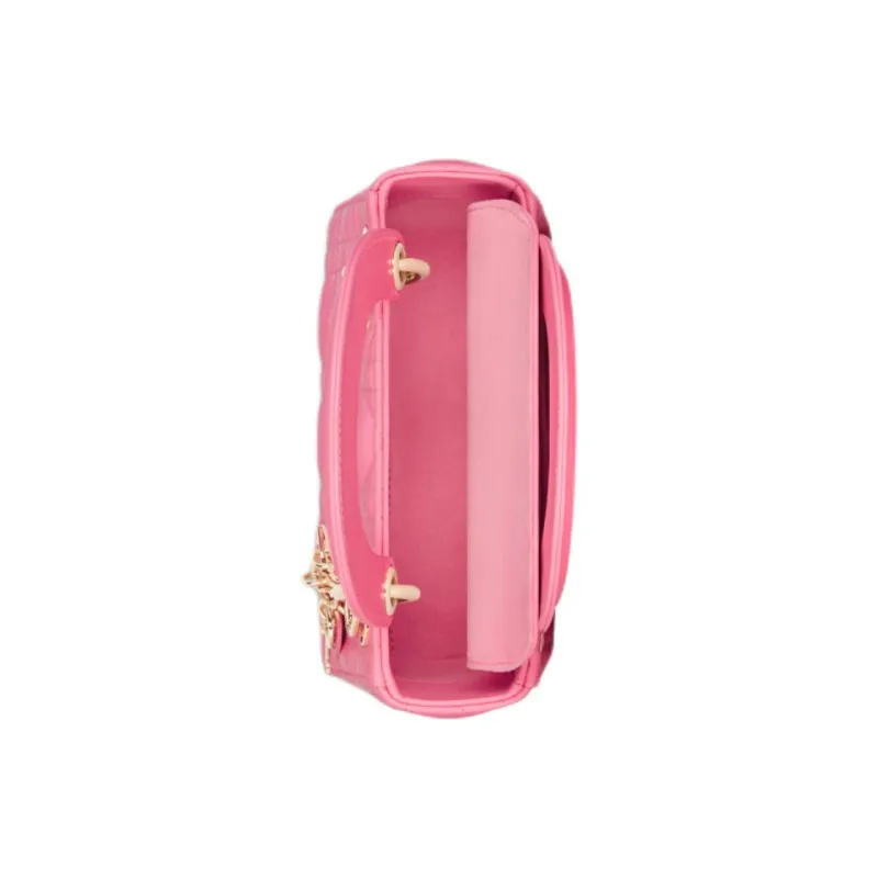 DIOR Lady Dior Wicker Pattern Sheepskin Lady Dior Bag, Shoulder Bag, Crossbody Bag, Handbag Mini Women's Candy Pink-4