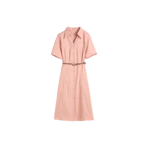 Hang Yi Court Short-Sleeved Dresses Women's Grapefruit Pink