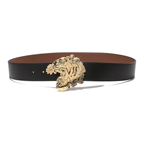 KENZO High Tech Material 3, Non Trimmable, Board Buckle Double Sided Cow Leather Belts Men's Black/Brown Width 4cm