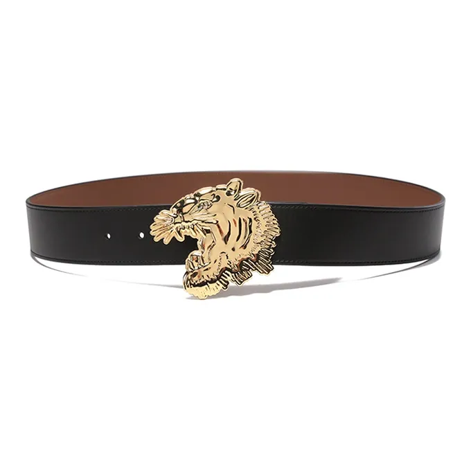 KENZO High Tech Material 3, Non Trimmable, Board Buckle Double Sided Cow Leather Belts Men's Black/Brown Width 4cm-0