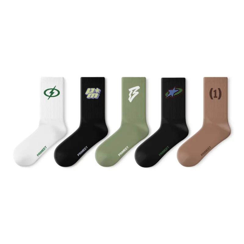 Primeet Mid Calf Socks Unisex 5 Pack-5