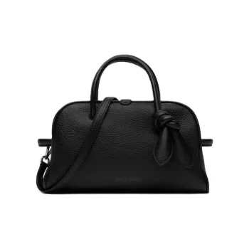 Jacquemus Grained Calfskin Bowling Bag Shoulder Bag Crossbody Bag Handbag Small Size Women's Black