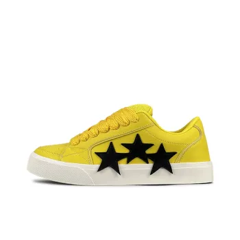 LuzaoT SUPER DRAG Anti Slip And Wear Resistant Lightweight Low Top Skateboard Shoes Unisex Yellow Black