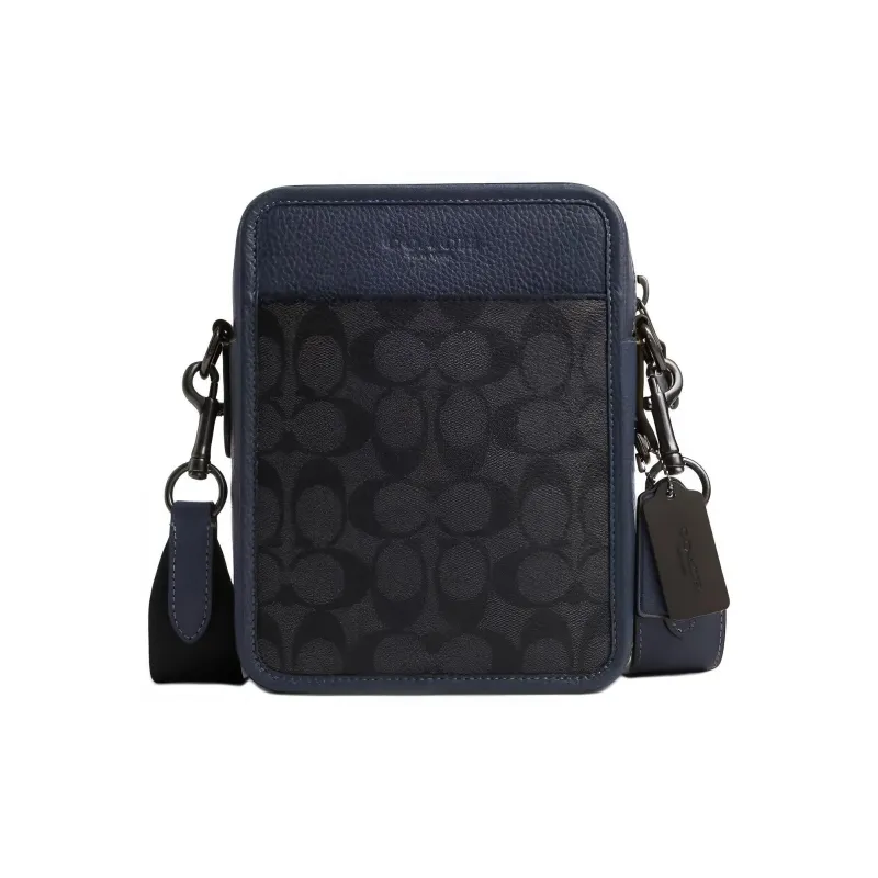 COACH Sullivan Canvas Shoulder Bag, Crossbody Bag Small Size Men's Bronze & Charcoal Gray & Denim-0