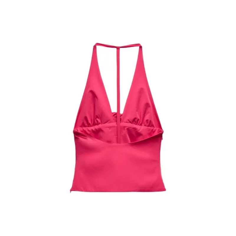 ZARA Tank Tops Women's Dark Purple Red-1