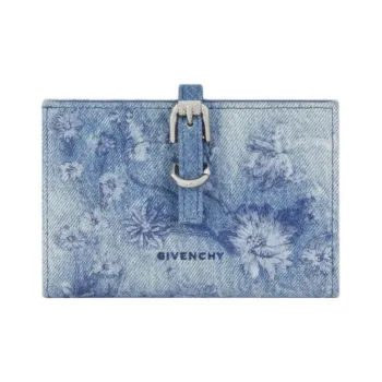GIVENCHY Embroidered Washable Denim Wallet Women's Medium Blue