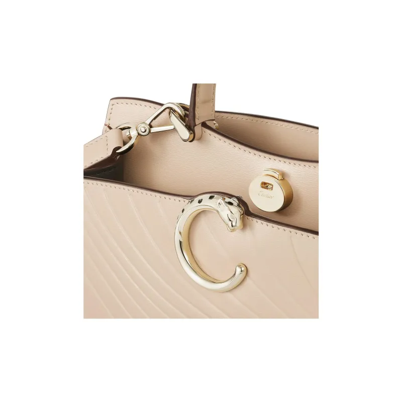 CARTIER Panthère De Cartier Calfskin Shoulder Bag Crossbody Bag Handbag Mini Women's Beige-5