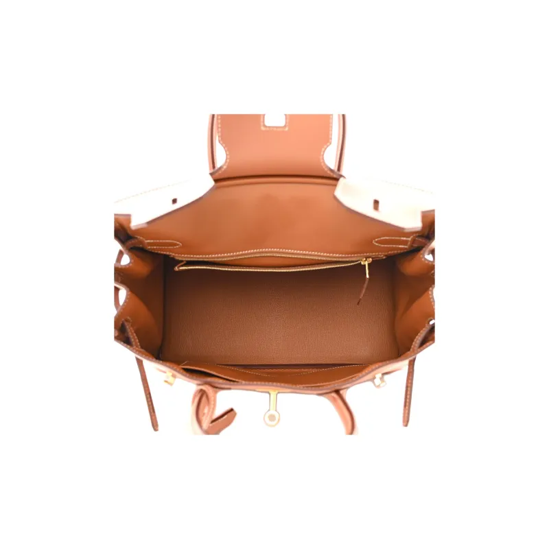 HERMES Birkin Jonathan Leather Birkin Bag Handbags Women's 37 Gold Gold Brown-3