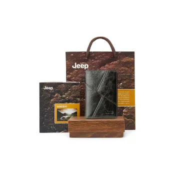 Jeep Cow Leather Card Holder Regular Men's Olive