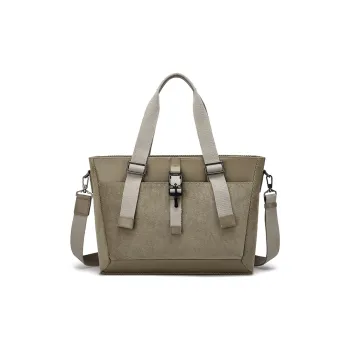 FAIRWHALE Fabric With Cow Leather Handbag Crossbody Bag Shoulder Bag Regular Men's Khaki