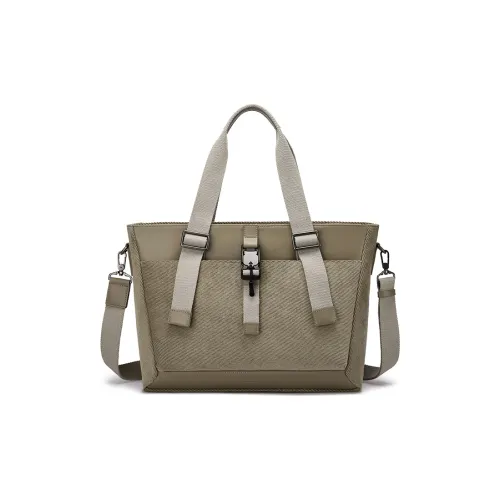 FAIRWHALE Fabric With Cow Leather Handbag Crossbody Bag Shoulder Bag Regular Men's Khaki