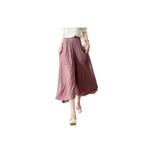 XWI Casual Long Skirts Women's Leather Pink