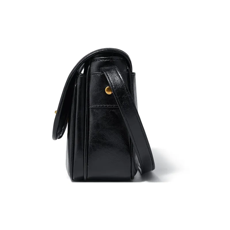 RED DRAGONFLY Split Cow Leather Shoulder Bag, Crossbody Bag Regular Women's Black-3