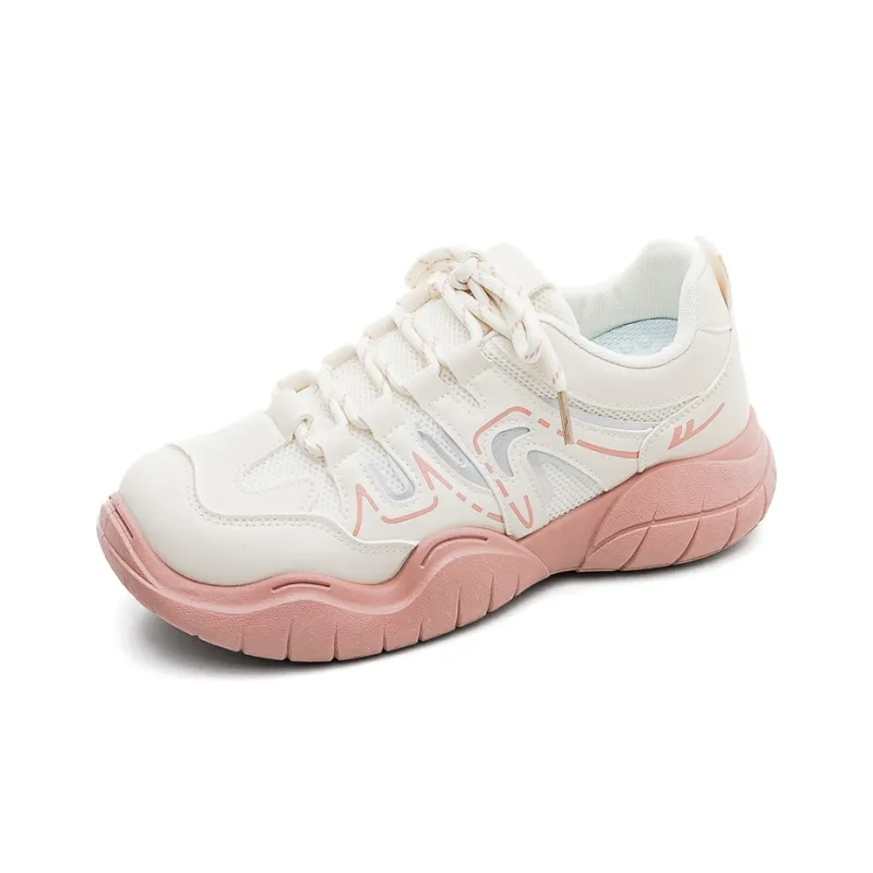 Warrior Anti Slip Wear Resistant Low Top Casual Shoes Women's Beige Pink-1