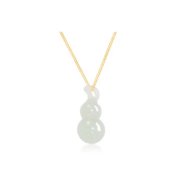 GANGCUI Gourd Pendant Pale Greenish White Jade Unisex