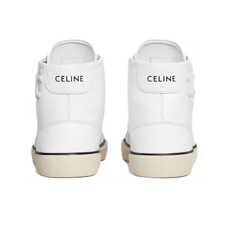 CELINE Triomphe High Top Skateboard Shoes Women's White-3