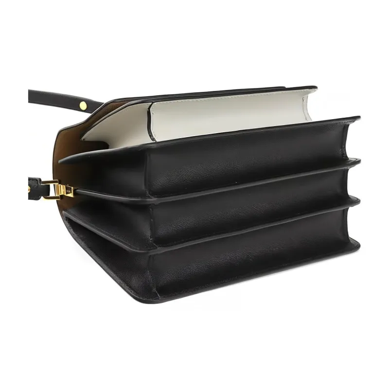 MARNI Trunk Cow Leather Trunk Bag, Shoulder Bag Women's Coffee White Multicolor-3